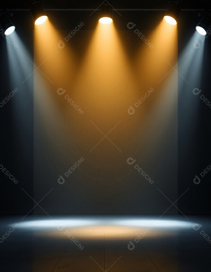 Palco iluminado com luzes de holofotes