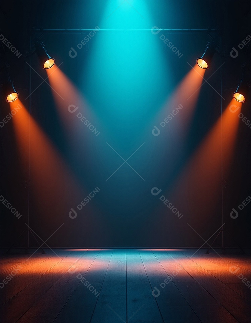 Palco iluminado com luzes de holofotes