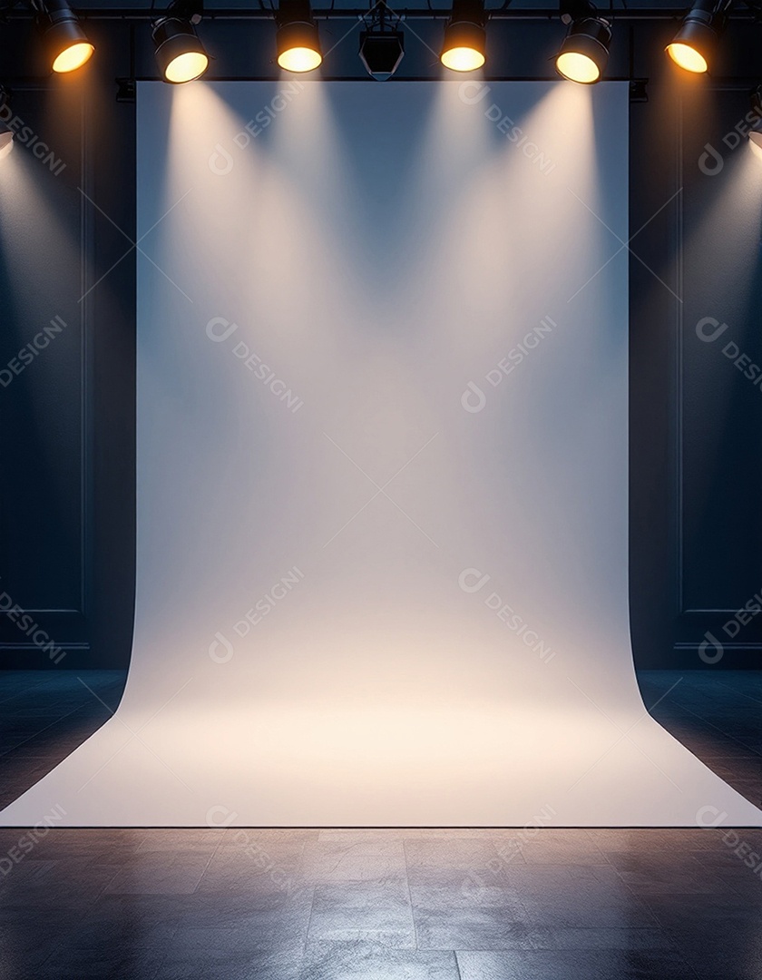 Palco iluminado com luzes de holofotes