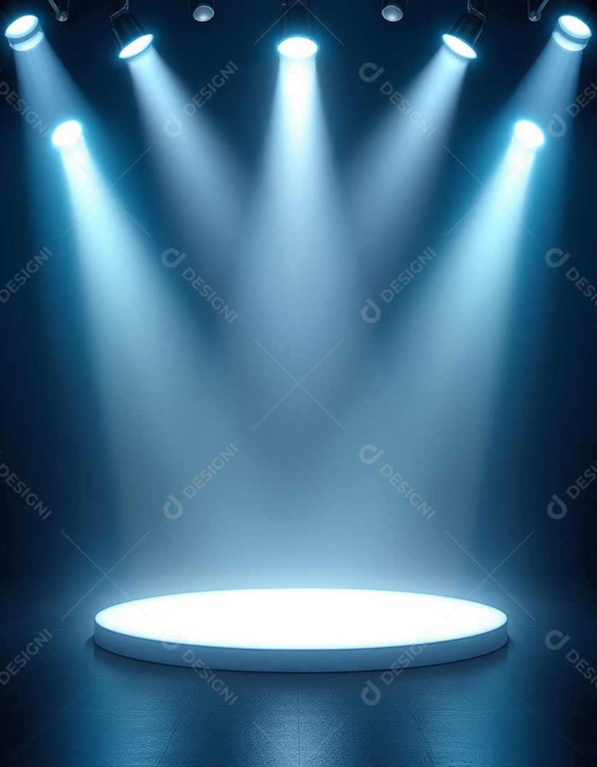 Palco iluminado com luzes de holofotes