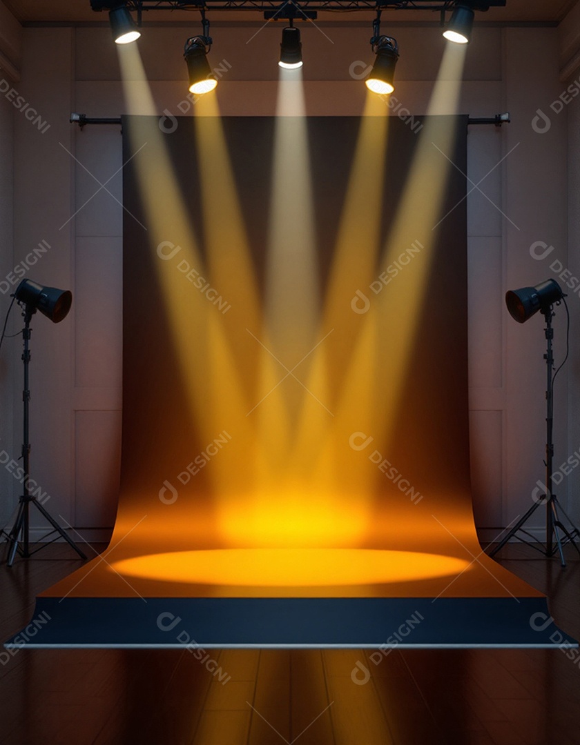 Palco iluminado com luzes de holofotes