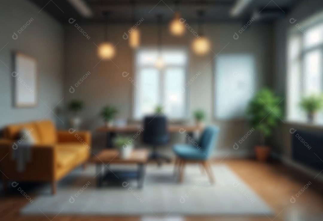 Escritório de trabalho com fundo desfocado