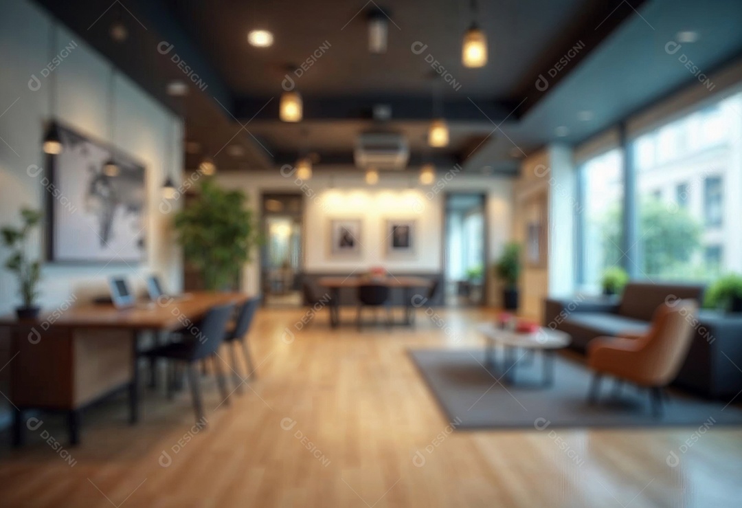 Escritório de trabalho com fundo desfocado