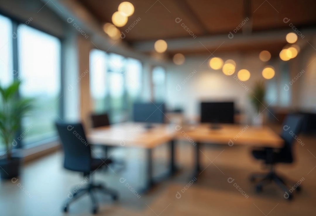 Escritório de trabalho com fundo desfocado