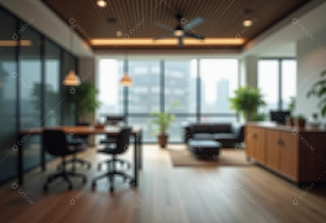 Escritório de trabalho com fundo desfocado