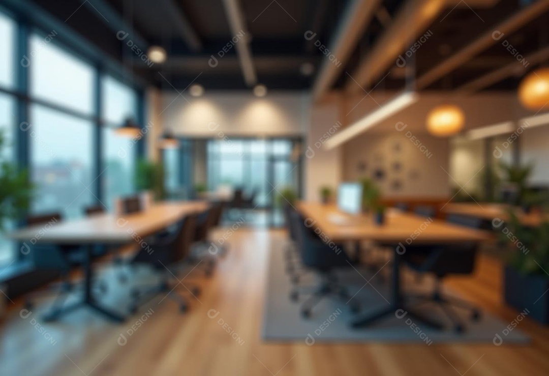 Escritório de trabalho com fundo desfocado