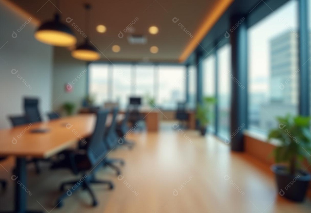 Escritório de trabalho com fundo desfocado