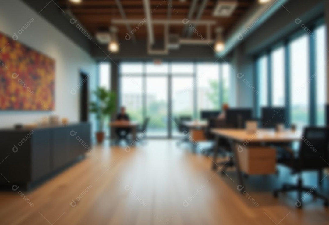 Escritório de trabalho com fundo desfocado