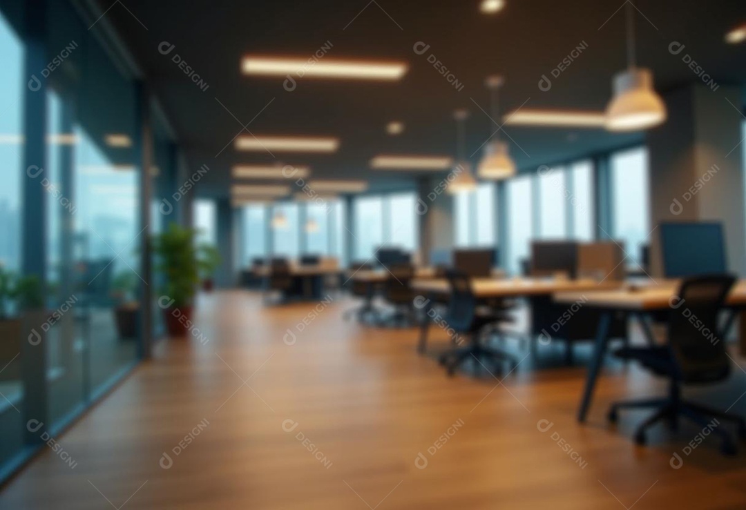 Escritório de trabalho com fundo desfocado
