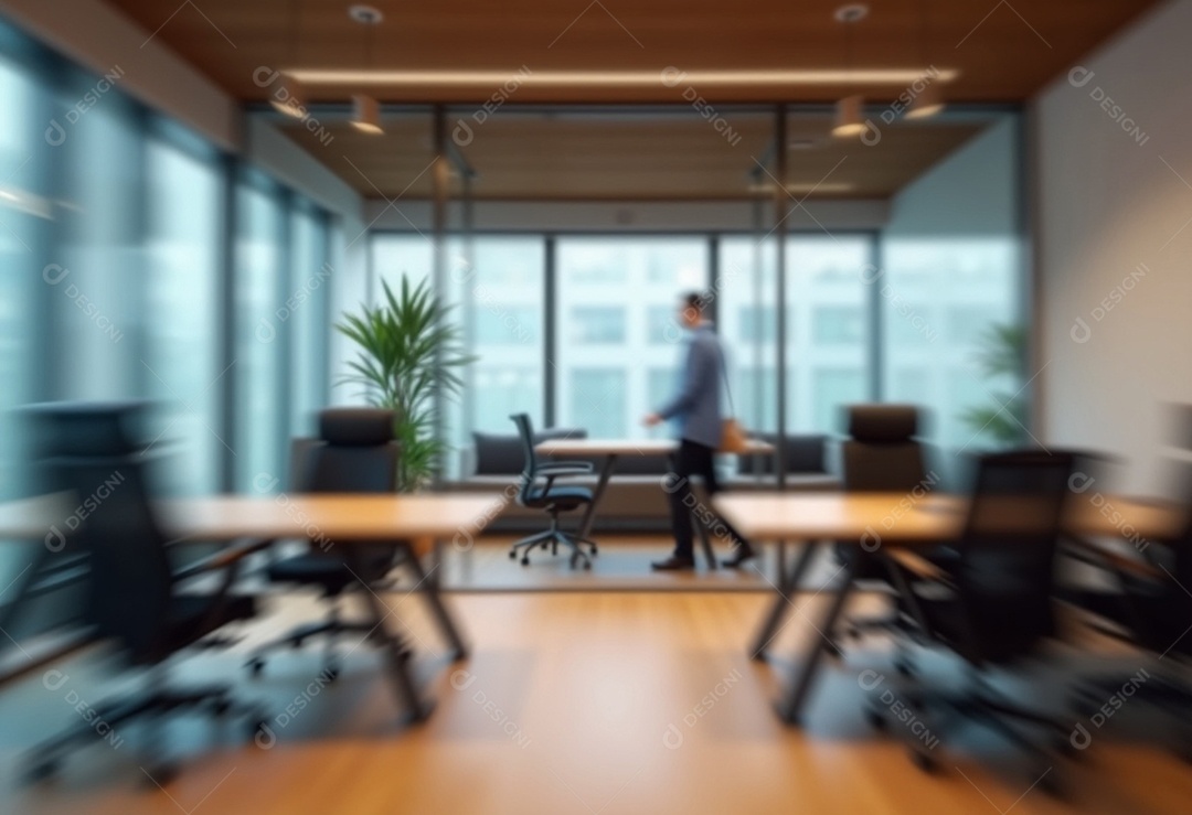 Escritório de trabalho com fundo desfocado