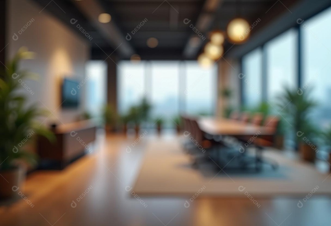 Escritório de trabalho com fundo desfocado