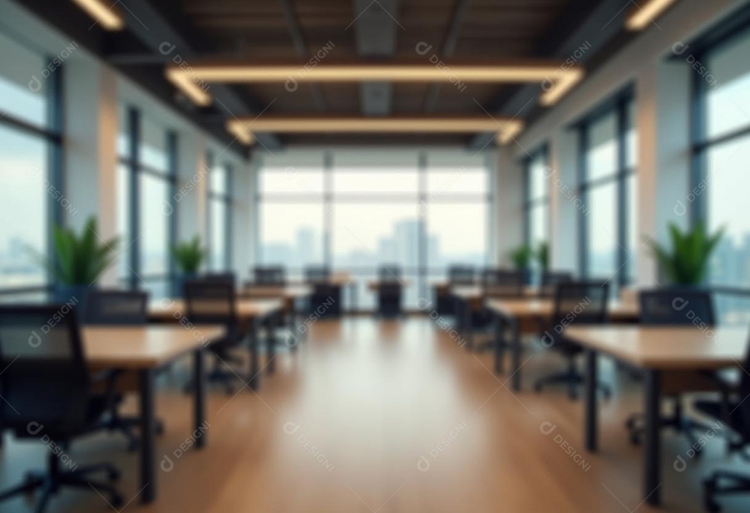 Escritório de trabalho com fundo desfocado