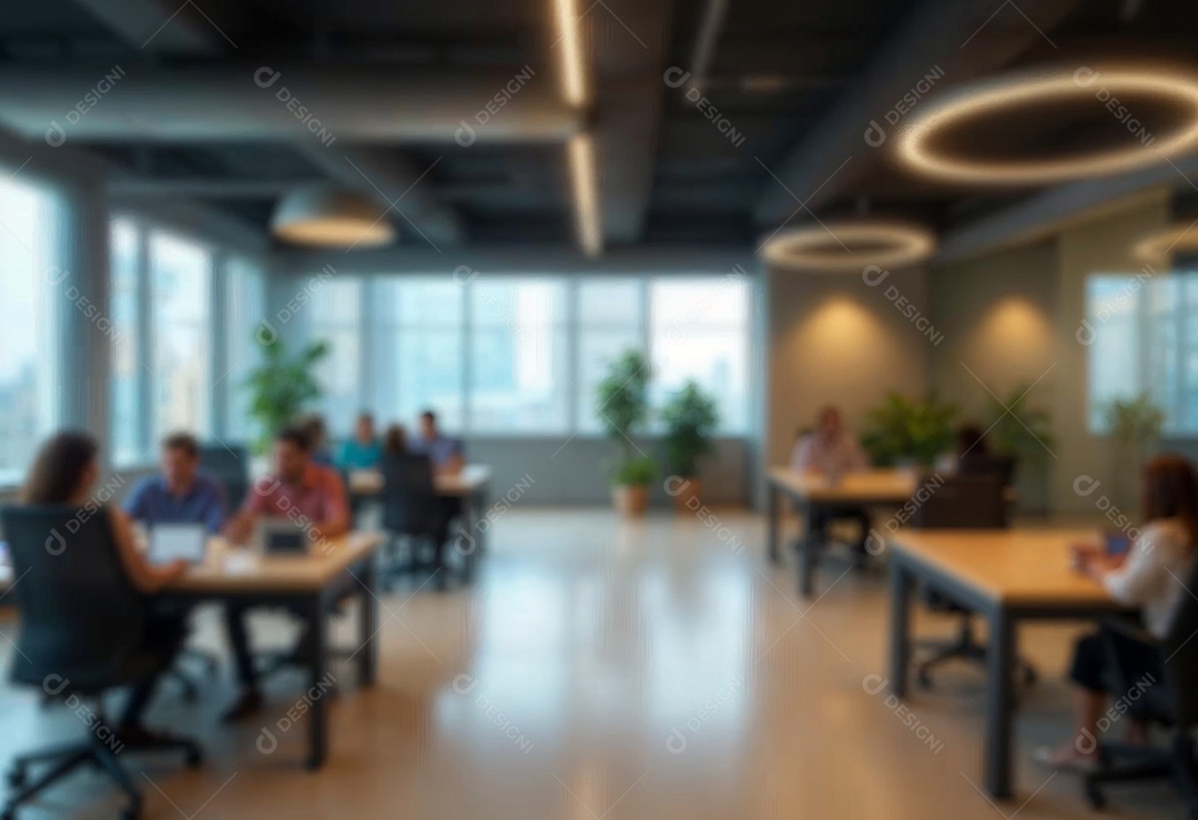 Escritório de trabalho com fundo desfocado
