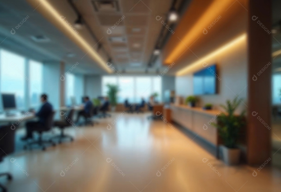 Escritório de trabalho com fundo desfocado