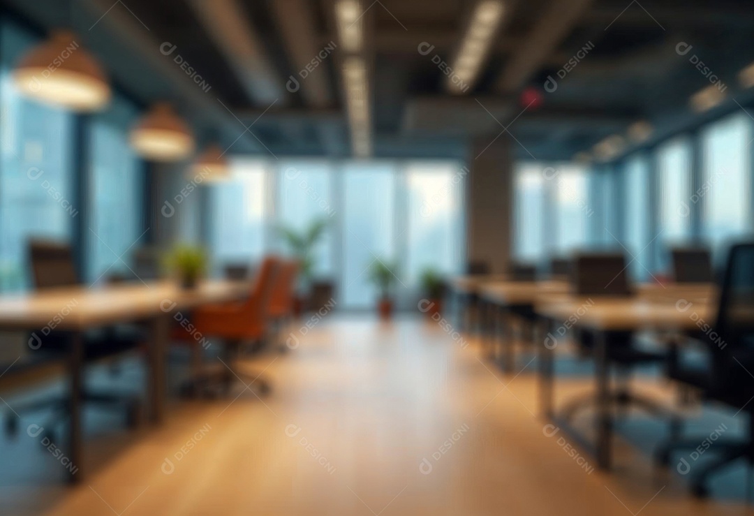 Escritório de trabalho com fundo desfocado