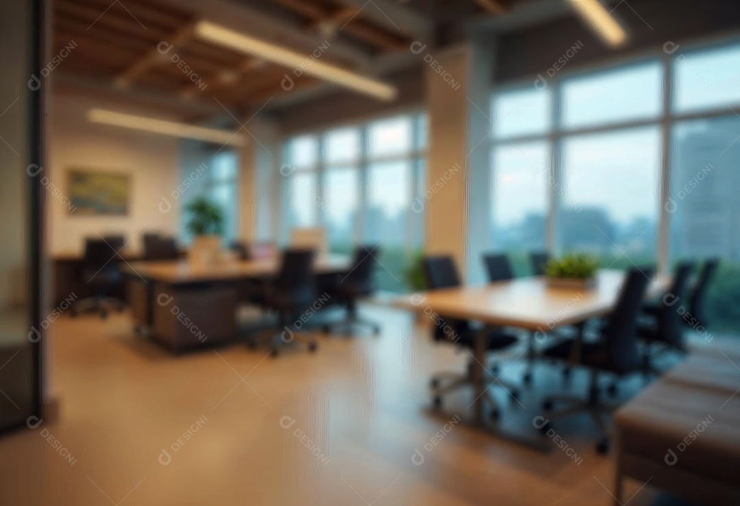 Escritório de trabalho com fundo desfocado