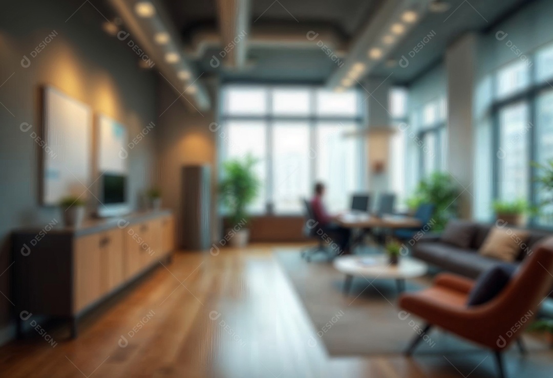 Escritório de trabalho com fundo desfocado