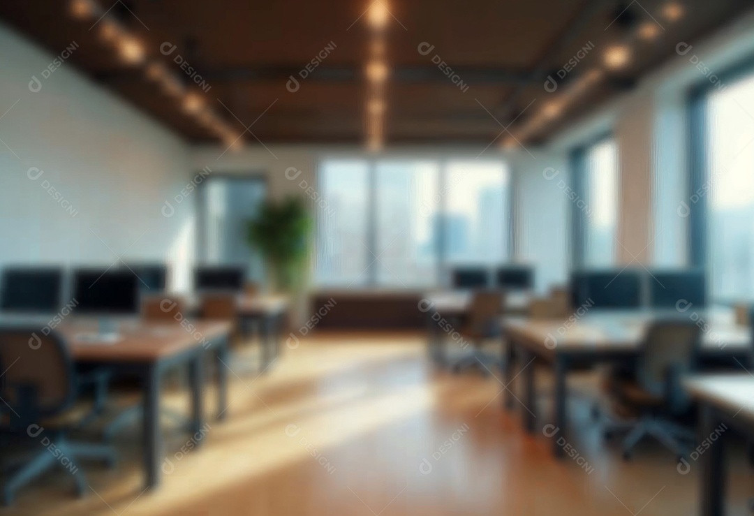 Escritório de trabalho com fundo desfocado