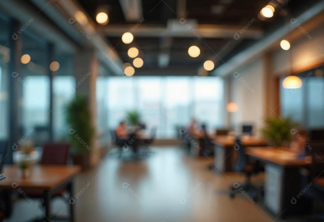 Escritório de trabalho com fundo desfocado