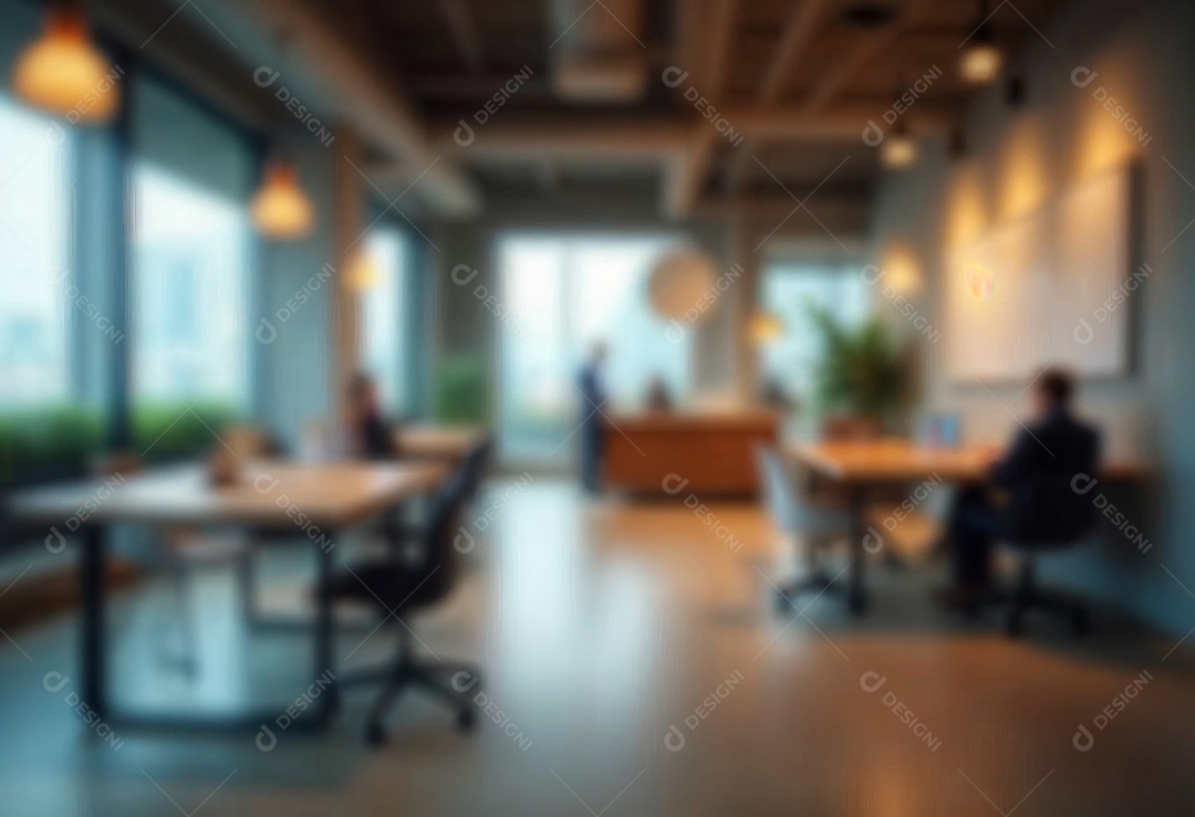 Escritório de trabalho com fundo desfocado