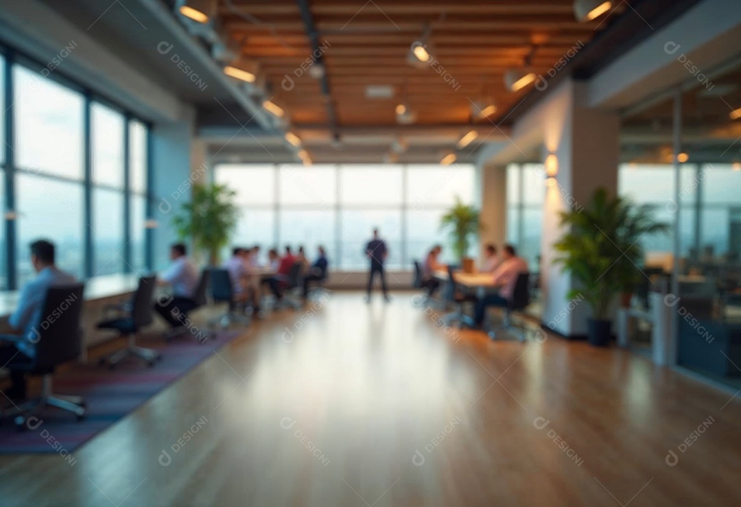 Escritório de trabalho com fundo desfocado