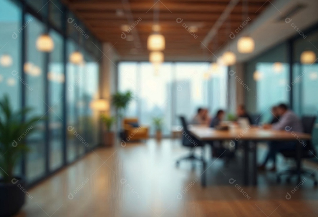 Escritório de trabalho com fundo desfocado