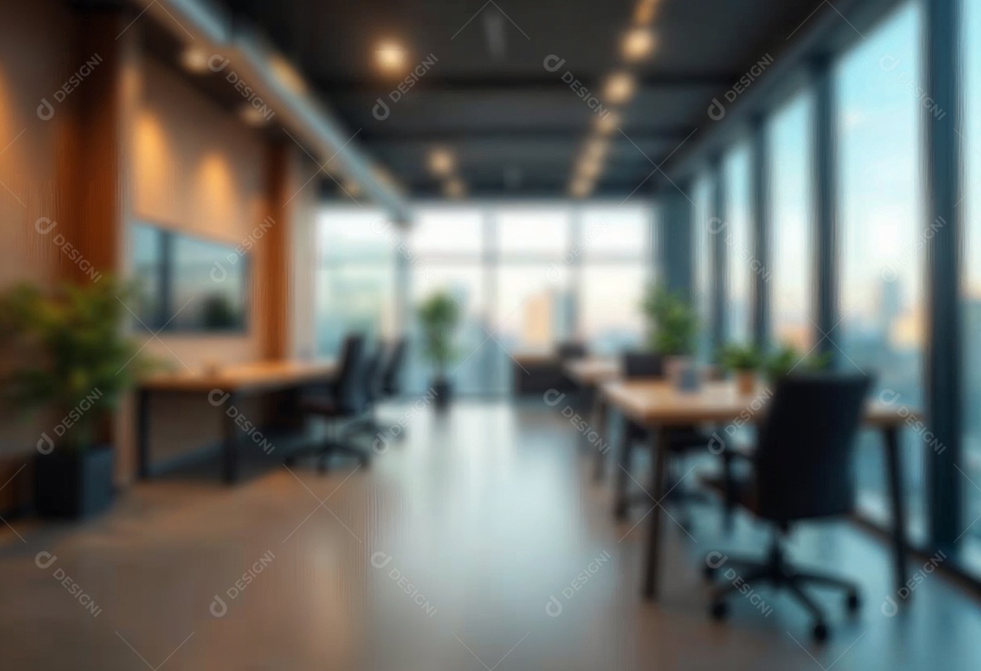 Escritório de trabalho com fundo desfocado