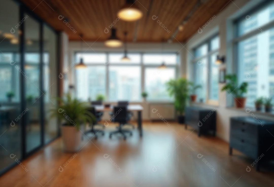 Escritório de trabalho com fundo desfocado