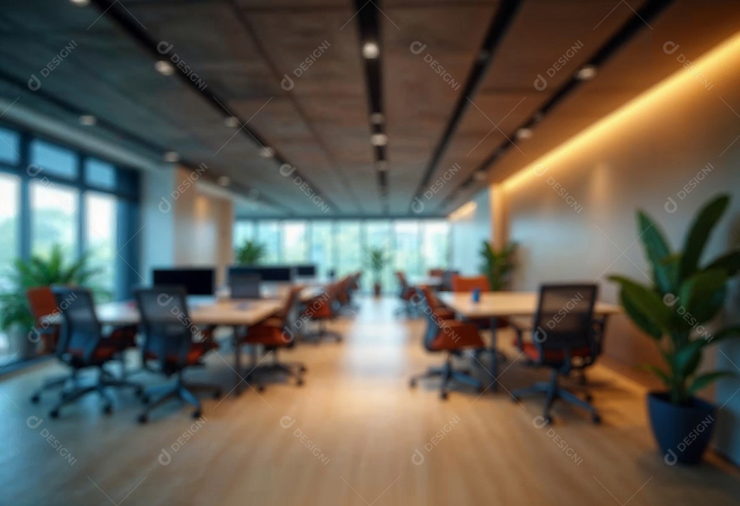 Escritório de trabalho com fundo desfocado