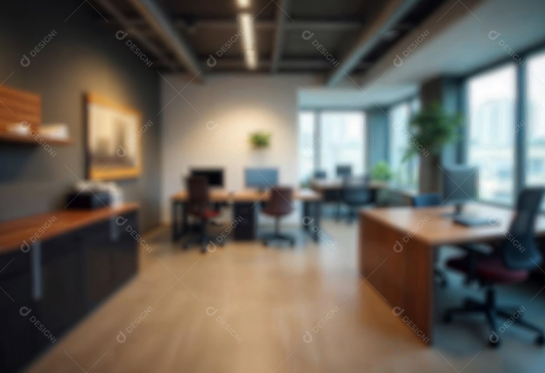 Escritório de trabalho com fundo desfocado