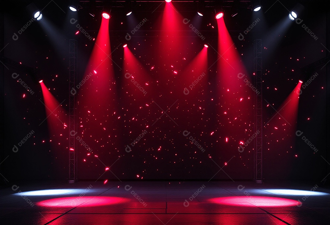 Palco iluminado com luzes de led vermelha