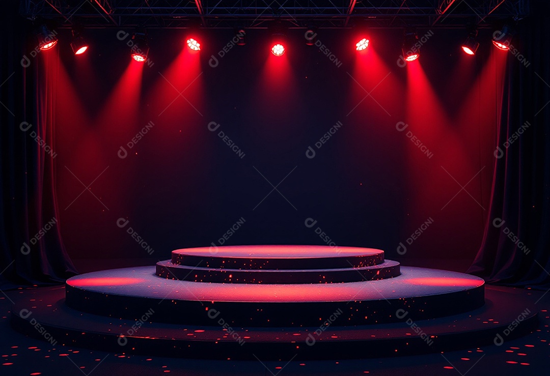 Palco iluminado com luzes de led vermelha