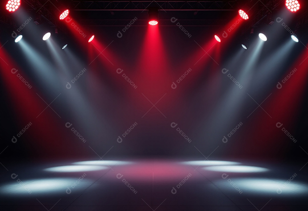 Palco iluminado com luzes de led vermelha