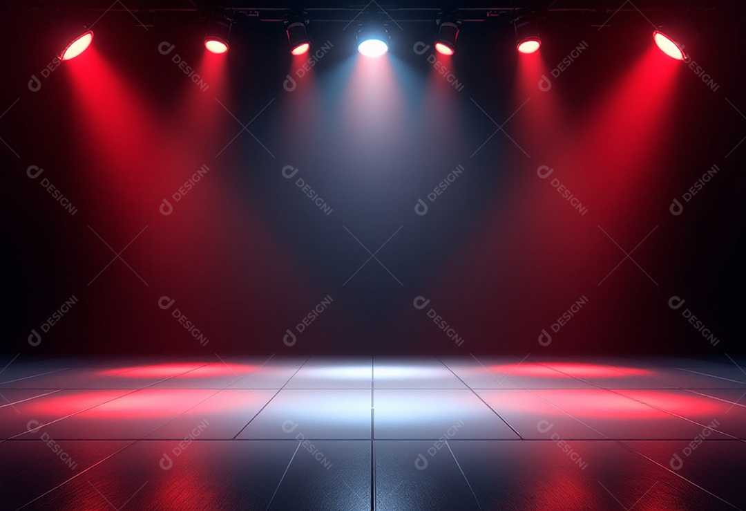 Palco iluminado com luzes de led vermelha