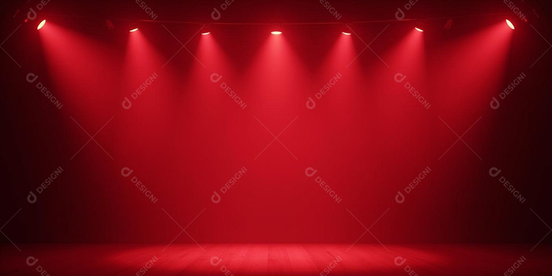 Palco iluminado com luzes de led vermelha