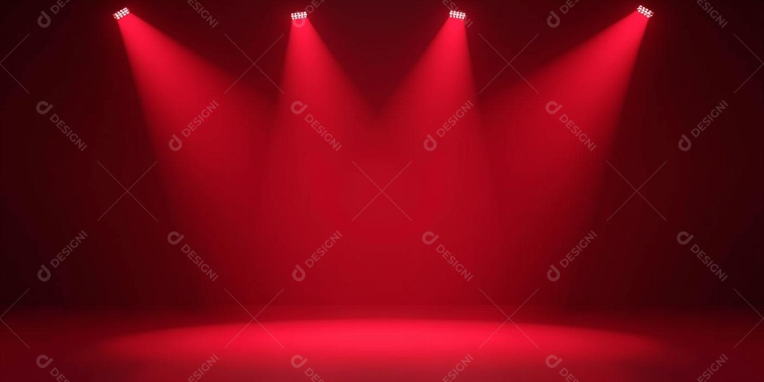 Palco iluminado com luzes de led vermelha