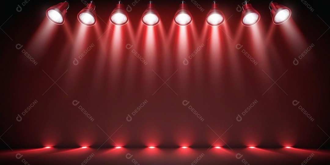 Palco iluminado com luzes de led vermelha