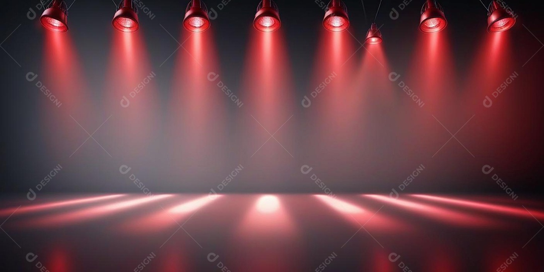 Palco iluminado com luzes de led vermelha