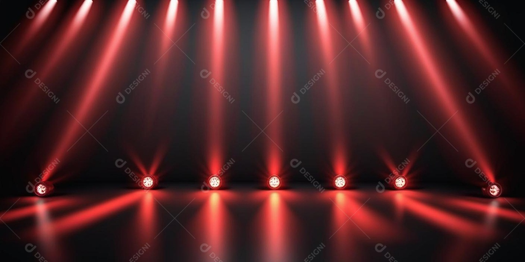 Palco iluminado com luzes de led vermelha