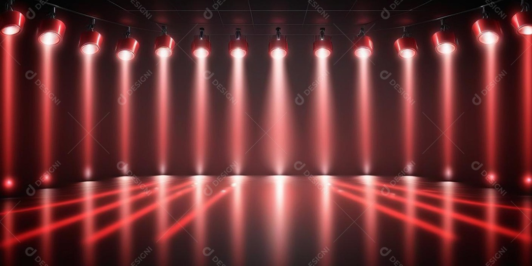 Palco iluminado com luzes de led vermelha