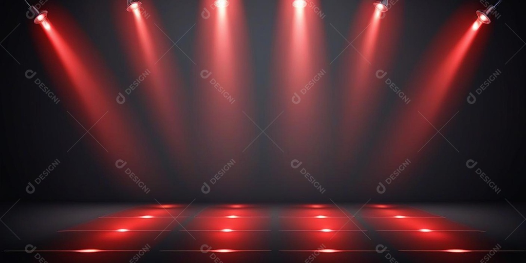 Palco iluminado com luzes de led vermelha