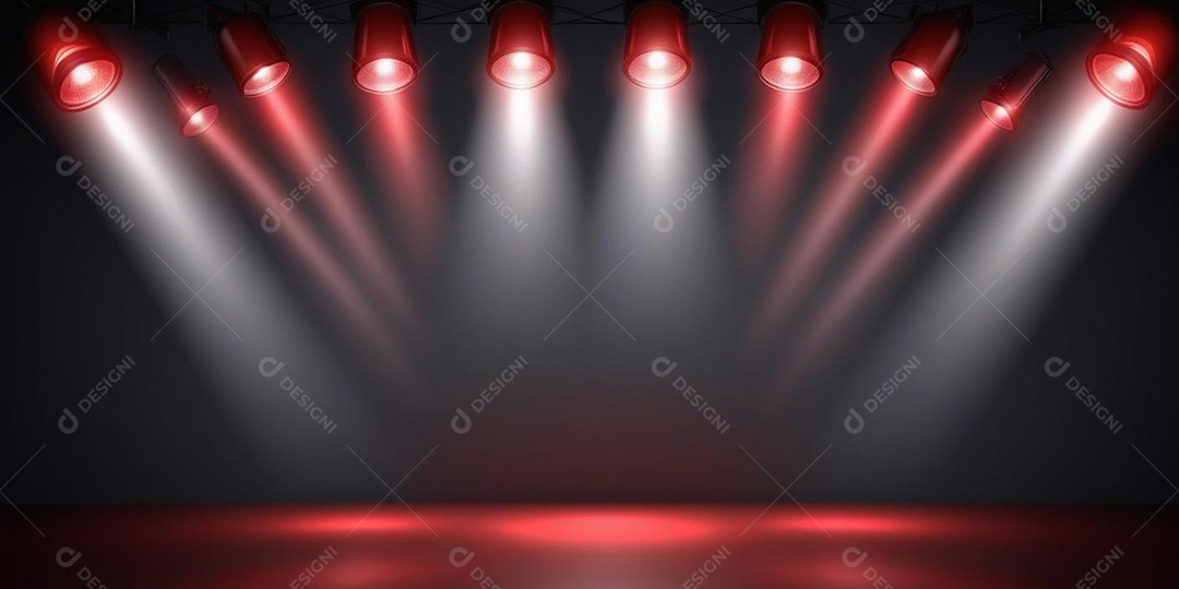 Palco iluminado com luzes de led vermelha