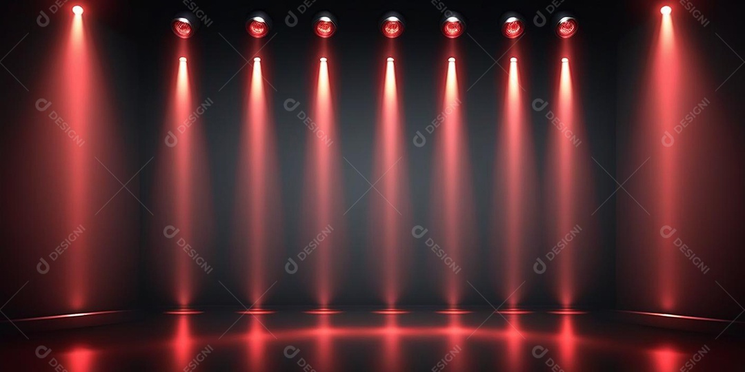 Palco iluminado com luzes de led vermelha