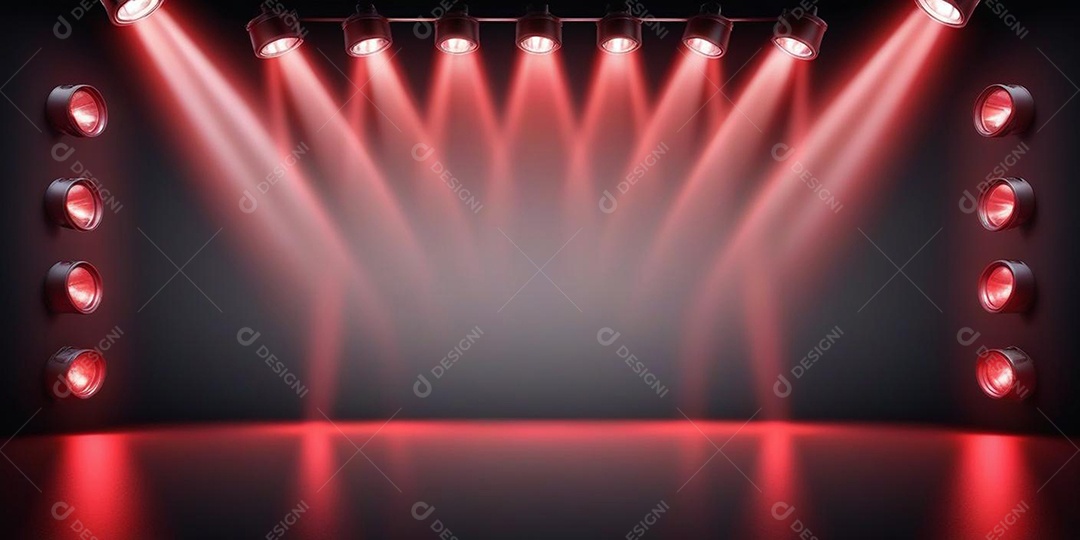 Palco iluminado com luzes de led vermelha
