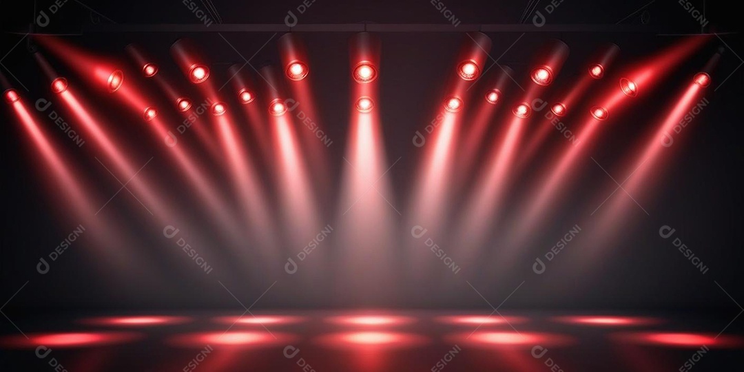 Palco iluminado com luzes de led vermelha