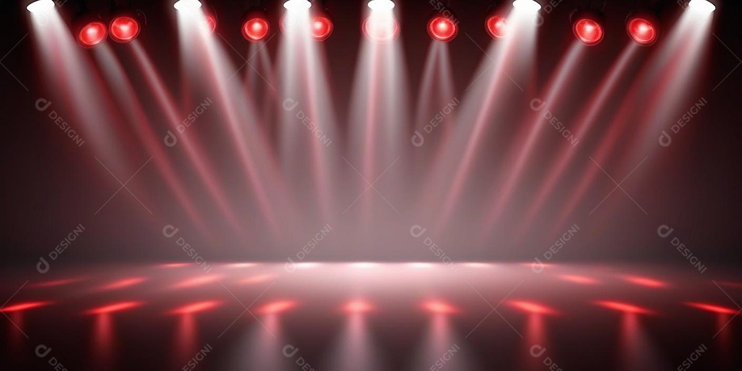 Palco iluminado com luzes de led vermelha