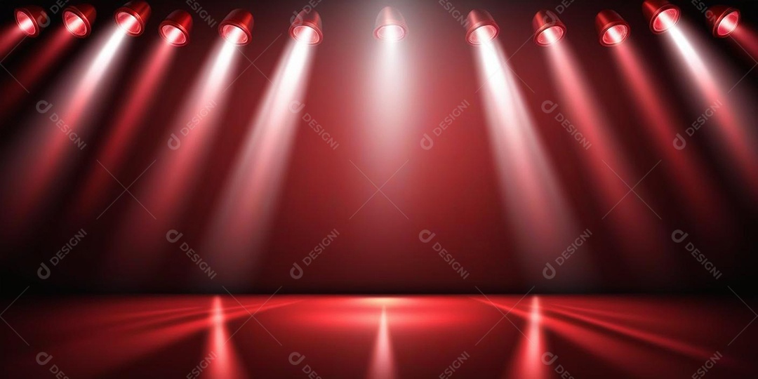 Palco iluminado com luzes de led vermelha