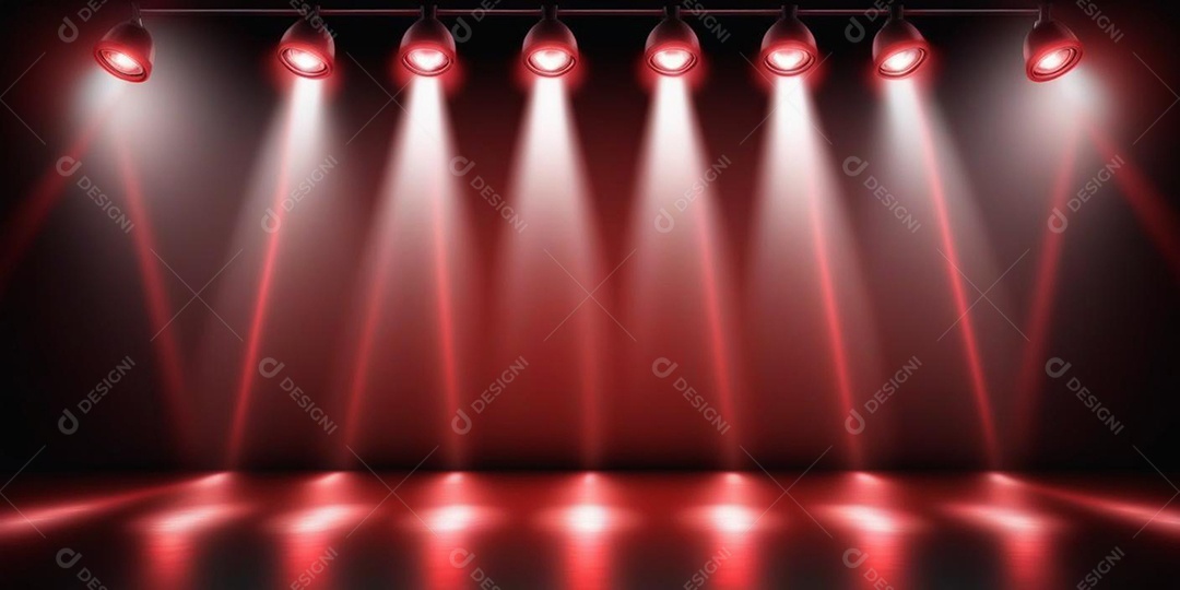 Palco iluminado com luzes de led vermelha