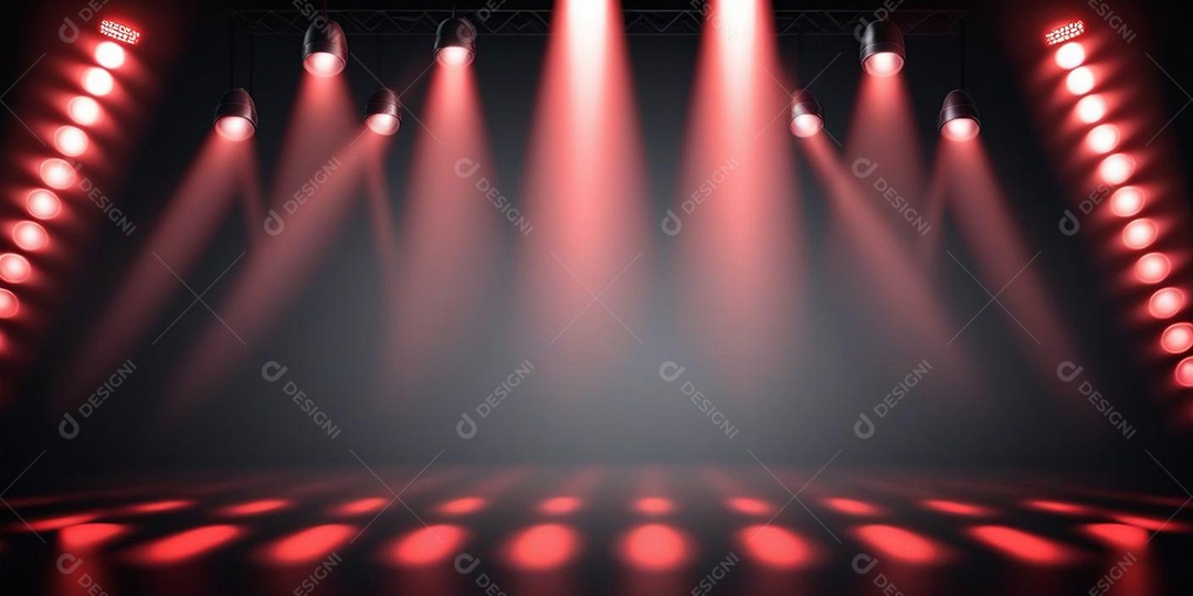 Palco iluminado com luzes de led vermelha