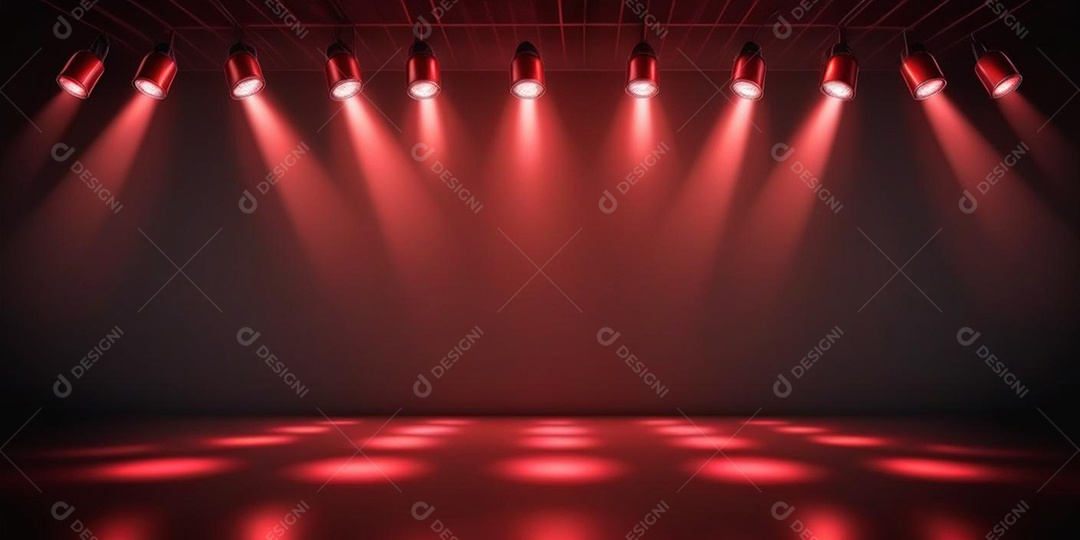 Palco iluminado com luzes de led vermelha